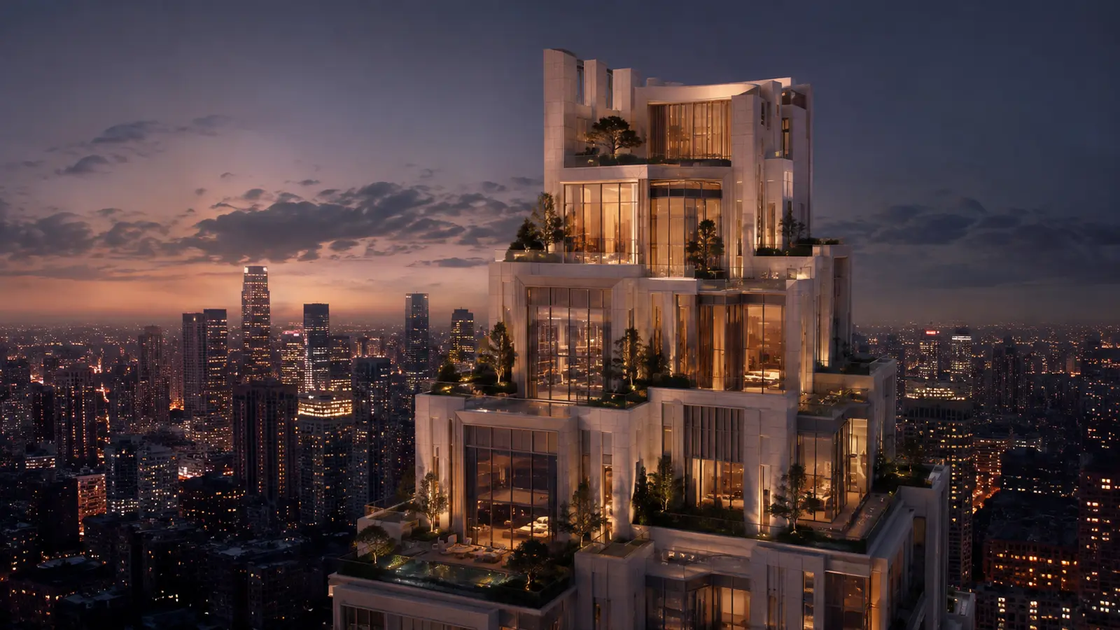 Sculptural urban penthouse tower